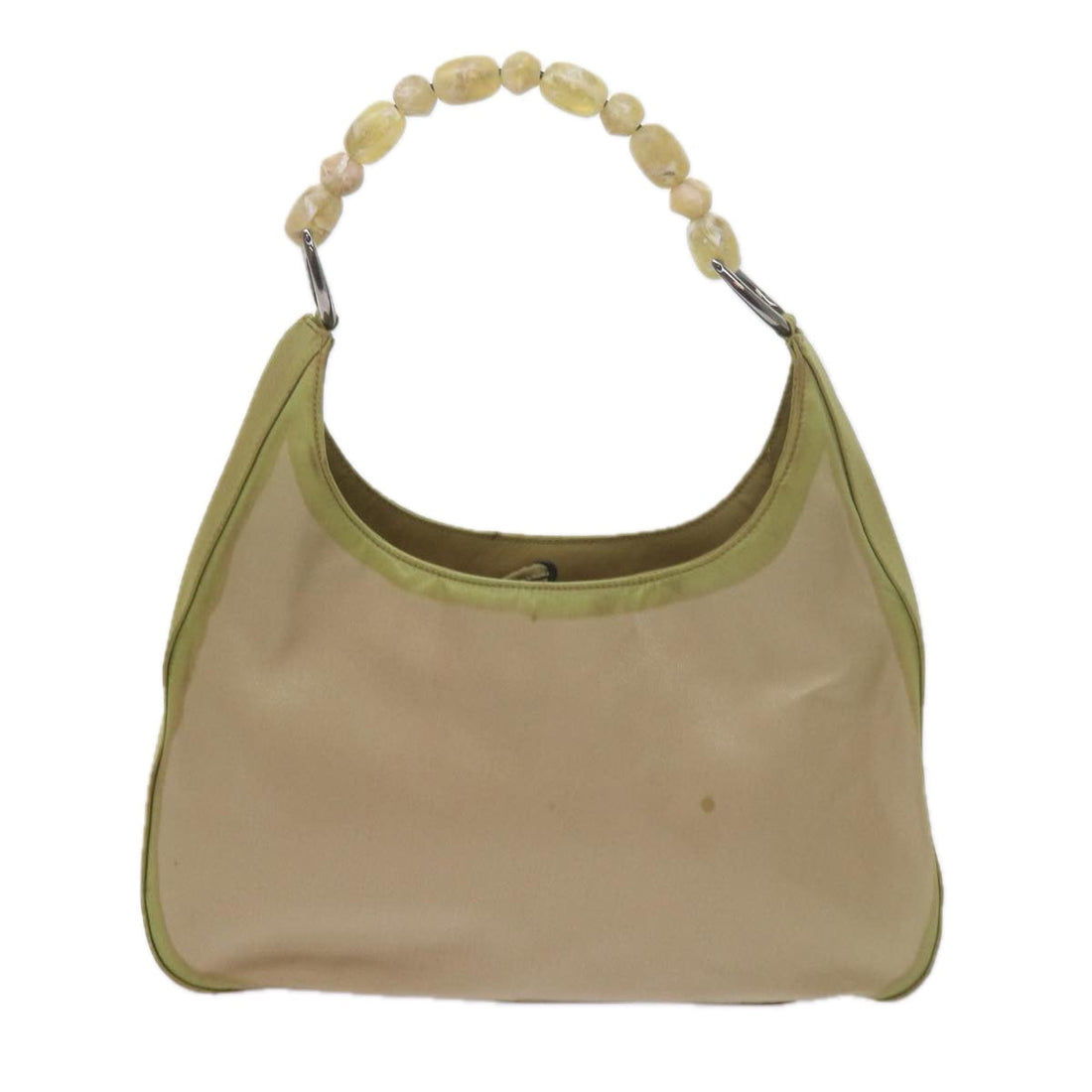 CHRISTIAN DIOR Maris Pearl Shoulder Bag Nylon Khaki Auth bs10338