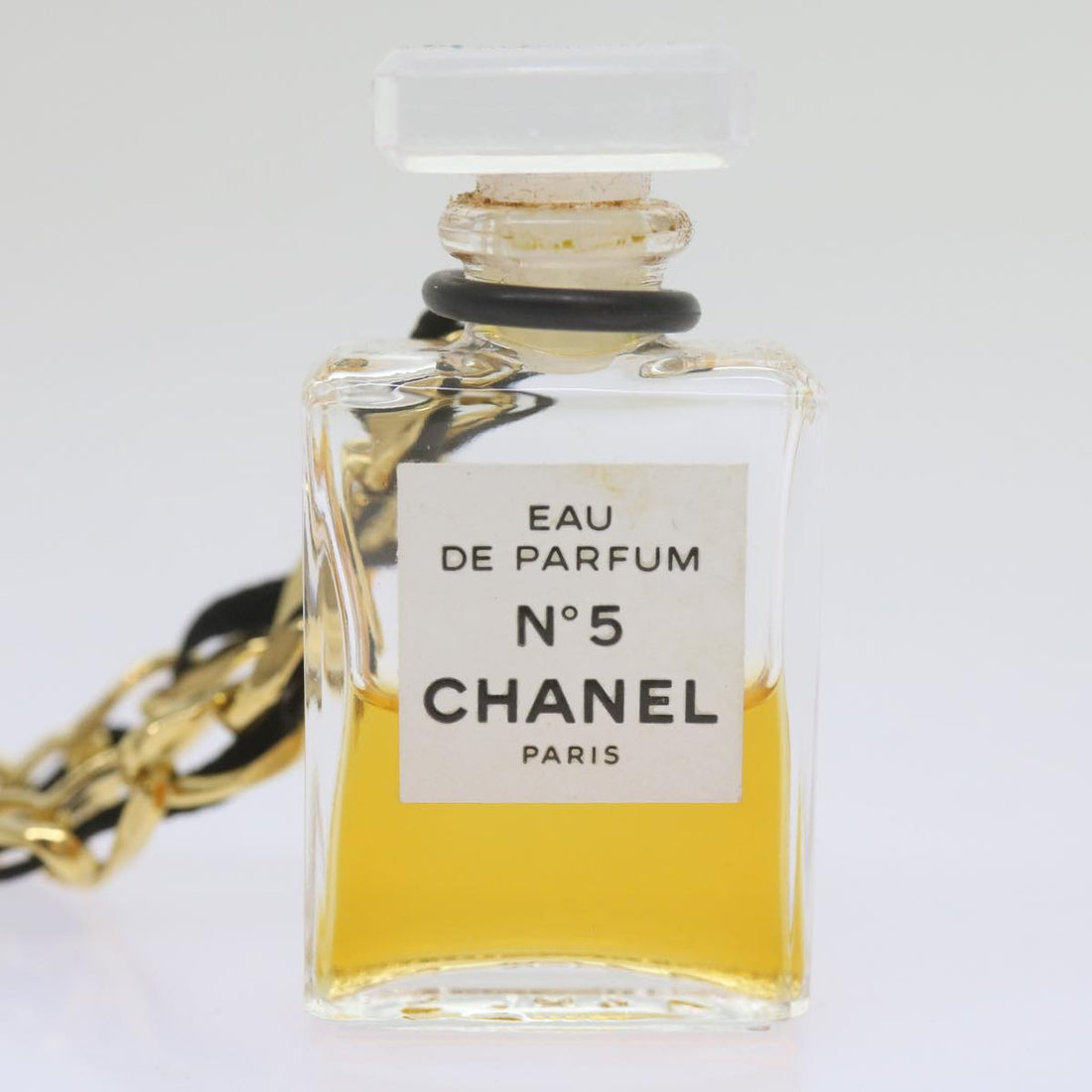 CHANEL Perfume N?‹5 Chain Necklace Clear Gold Tone CC Auth bs10372