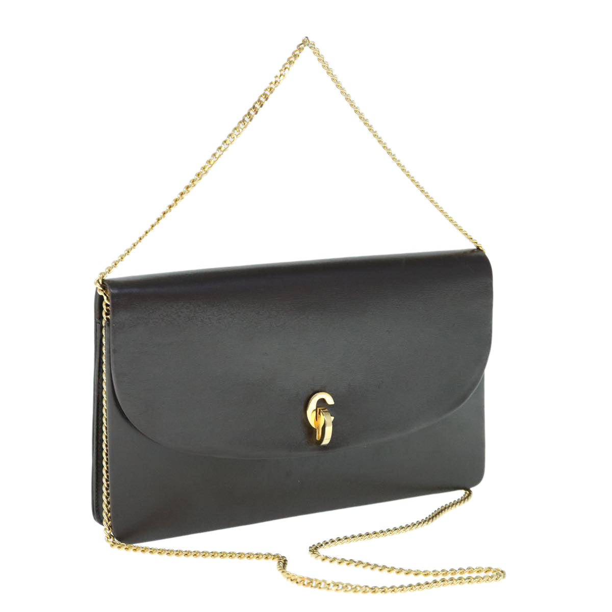 CHRISTIAN DIOR Chain Shoulder Bag Leather Brown Auth bs11131