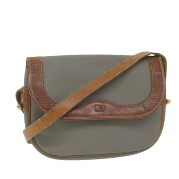 CHRISTIAN DIOR Shoulder Bag Canvas Gray Auth bs11463