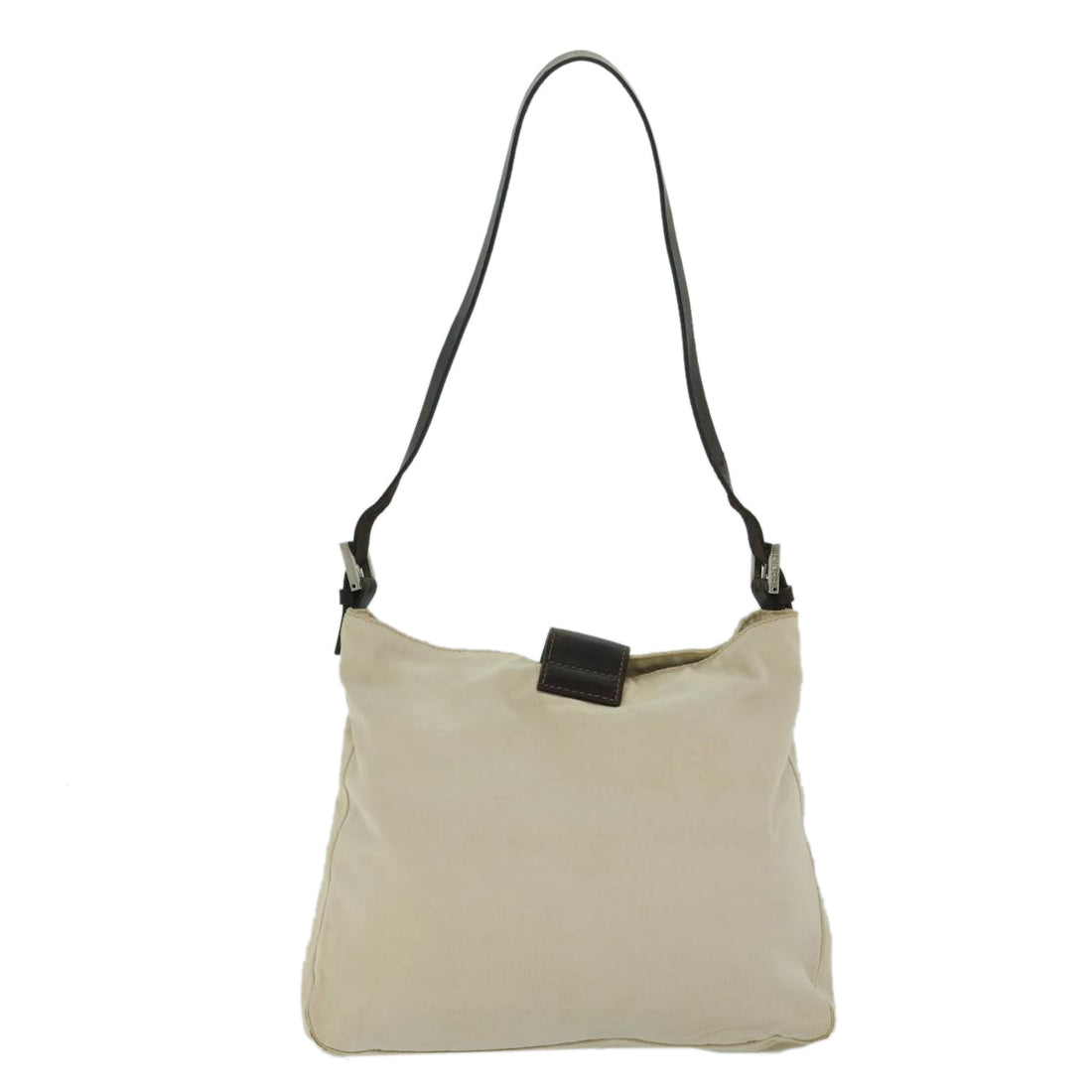 FENDI Mamma Baguette Shoulder Bag Canvas Beige Auth bs12544