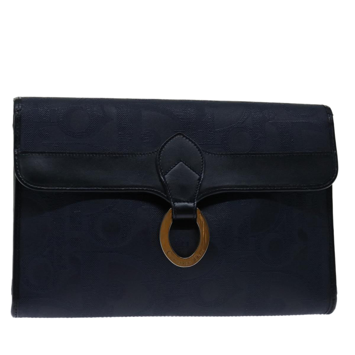 CHRISTIAN DIOR Shoulder Bag Leather Navy Auth bs12730