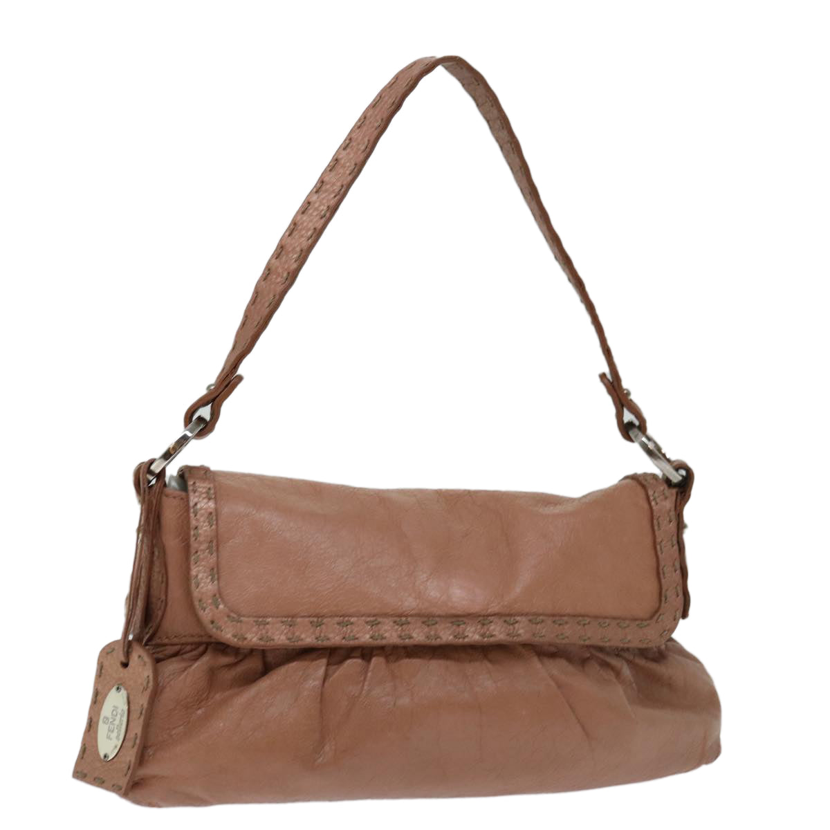 FENDI Celeria Shoulder Bag Leather Pink Auth bs12905