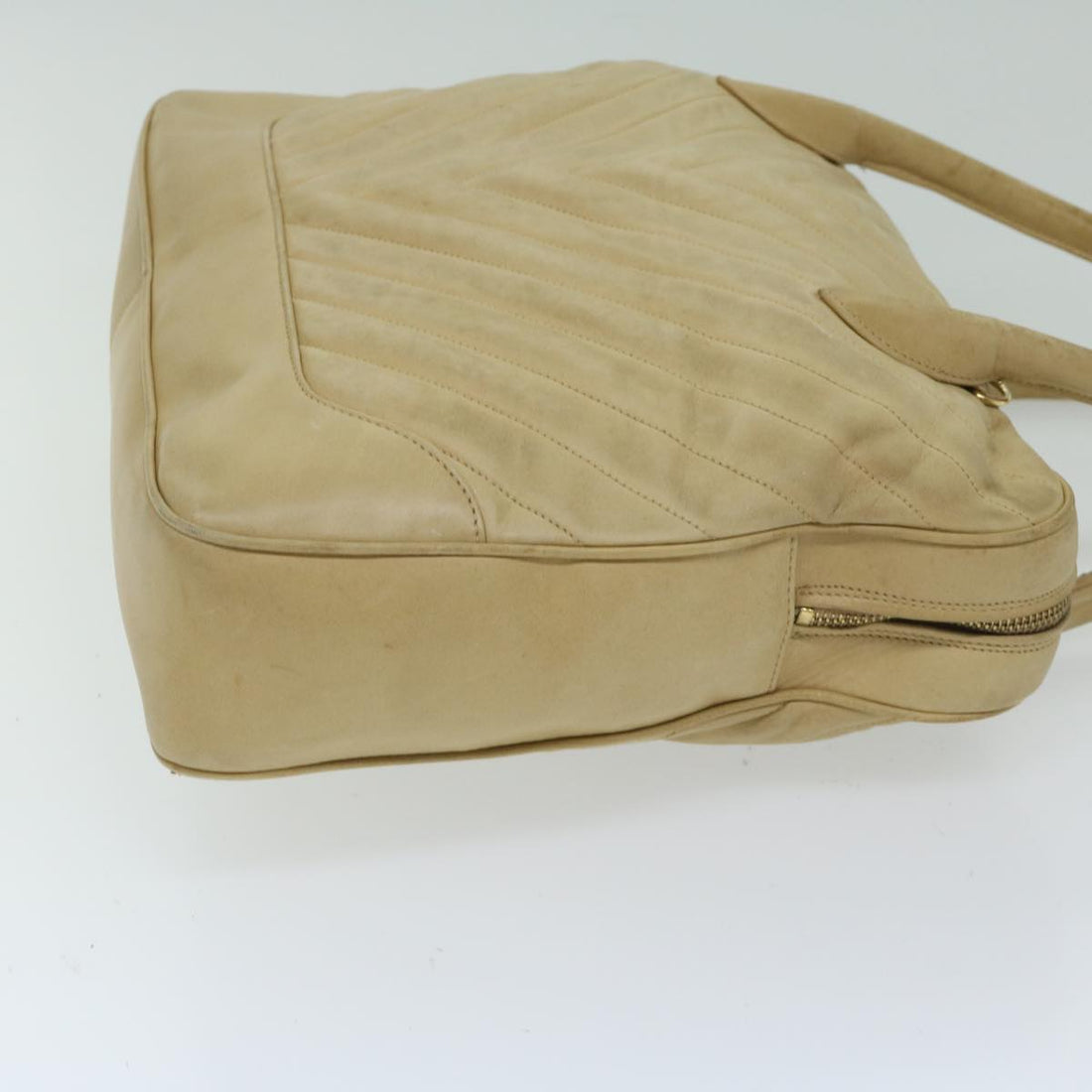 CHANEL V Stitch Hand Bag Lamb Skin 2way Beige CC Auth bs12916