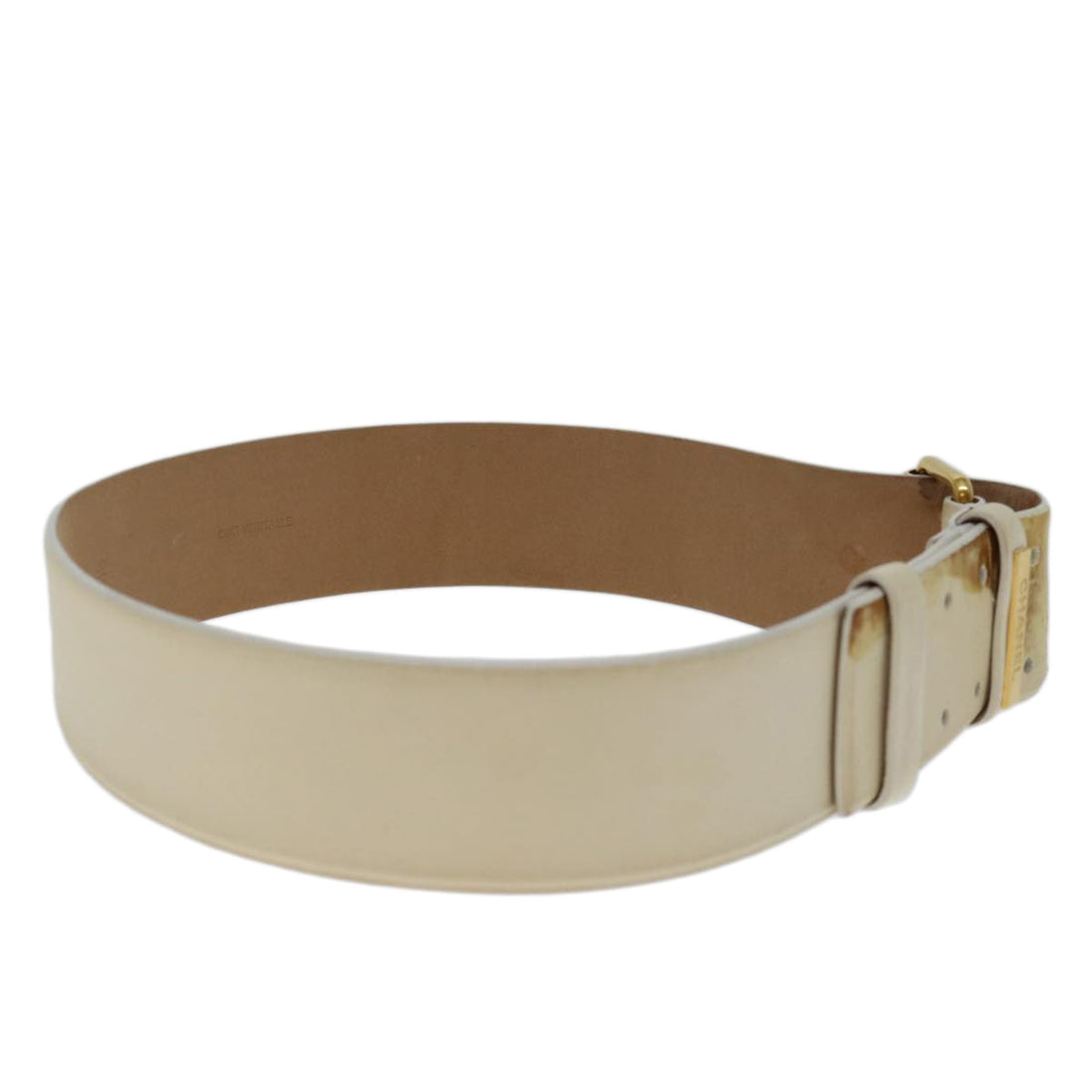 CHANEL Belt Lamb Skin 33.9" Beige CC Auth bs13045