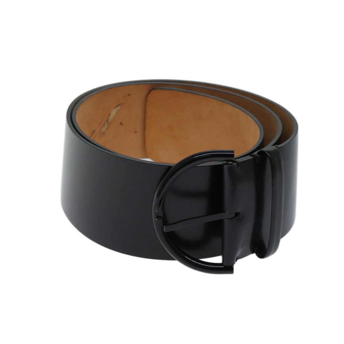 LOUIS VUITTON Belt Leather 90/36 Black LV Auth bs13313