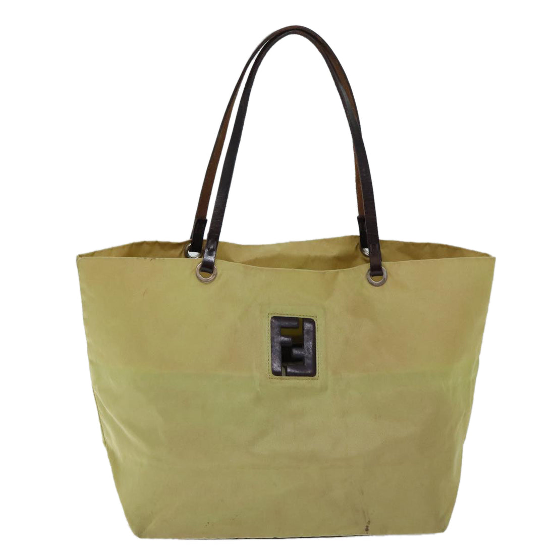 FENDI Tote Bag Nylon Yellow Auth bs13572