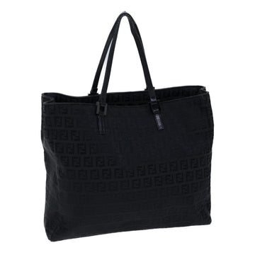 FENDI Zucchino Canvas Hand Bag Black Auth bs13696