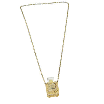 CHANEL Perfume N?‹5 Necklace metal Gold CC Auth bs13939