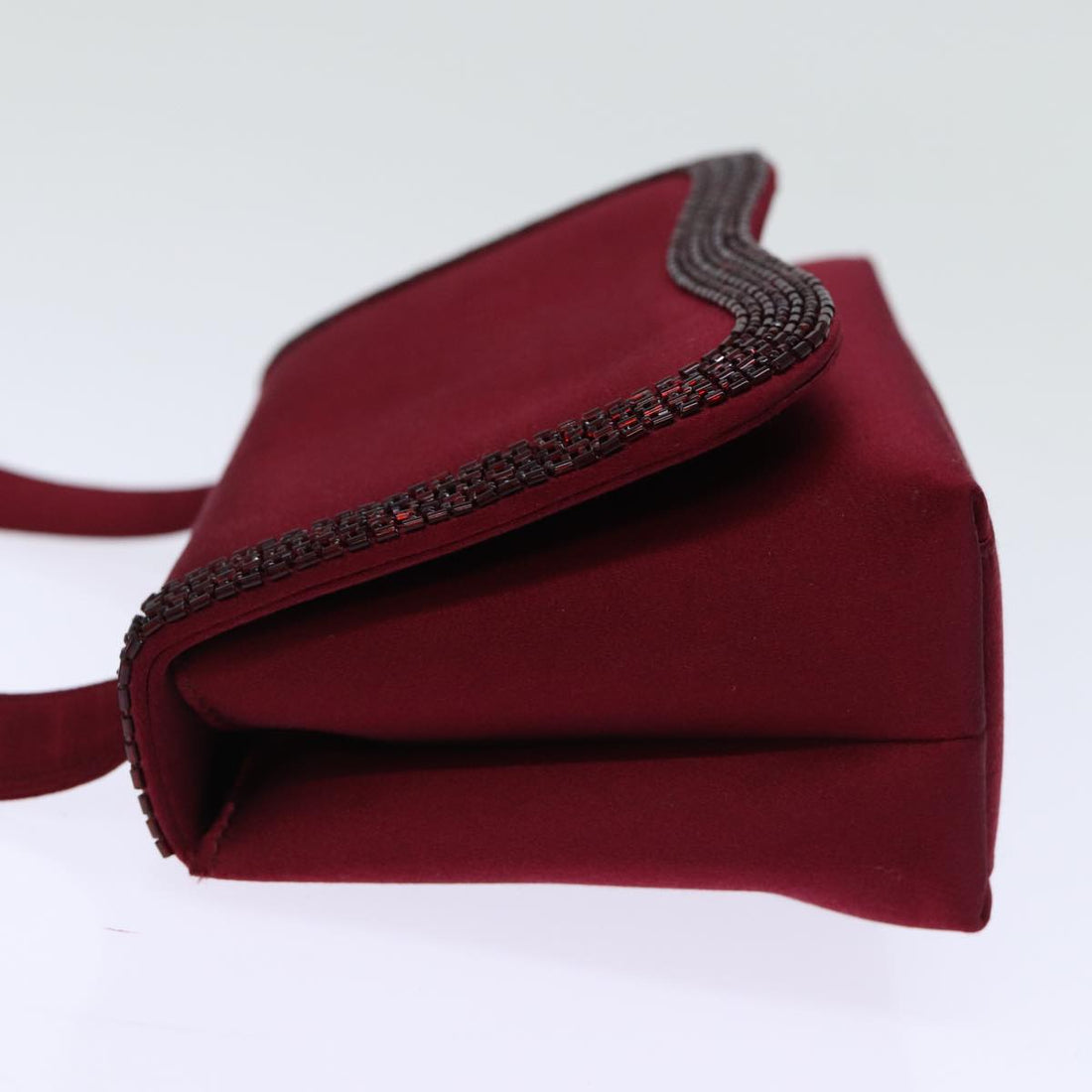 CHANEL Shoulder Bag Satin Red CC Auth bs13944