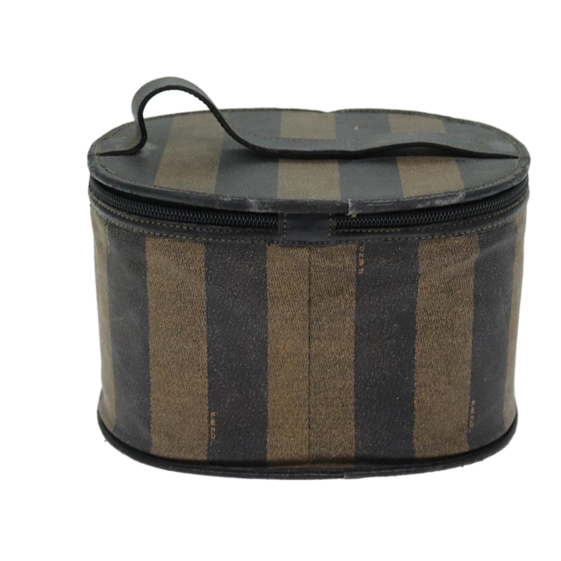 FENDI Pecan Canvas Vanity Cosmetic Pouch Black Brown Auth bs14130