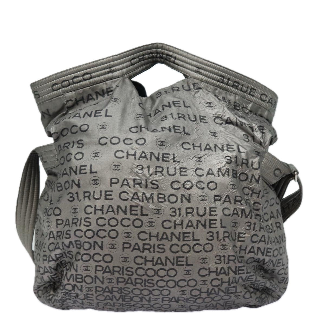 CHANEL Unlimited Hand Bag Silver bs14425 CC Auth bs14425