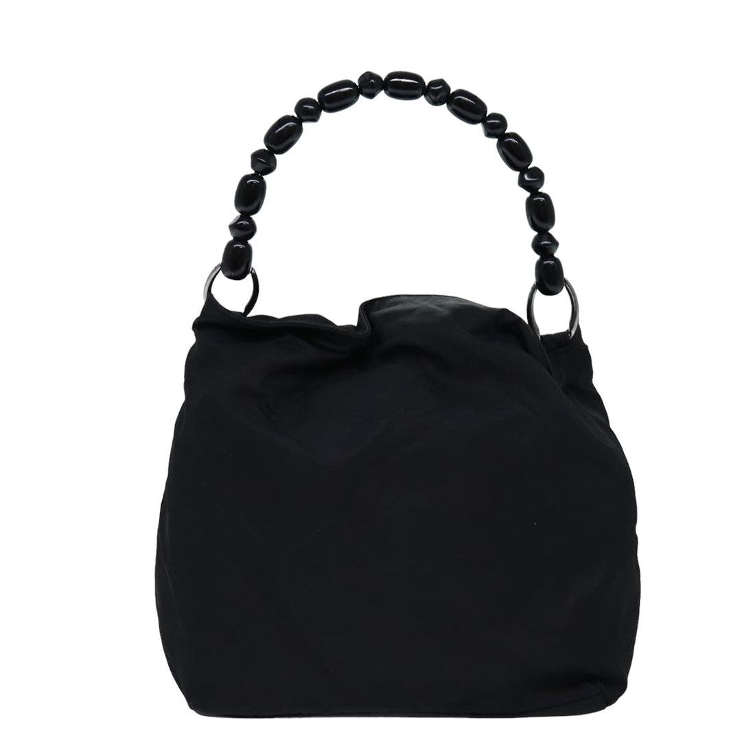 CHRISTIAN DIOR Maris Pearl Hand Bag Nylon Beige Auth bs14766