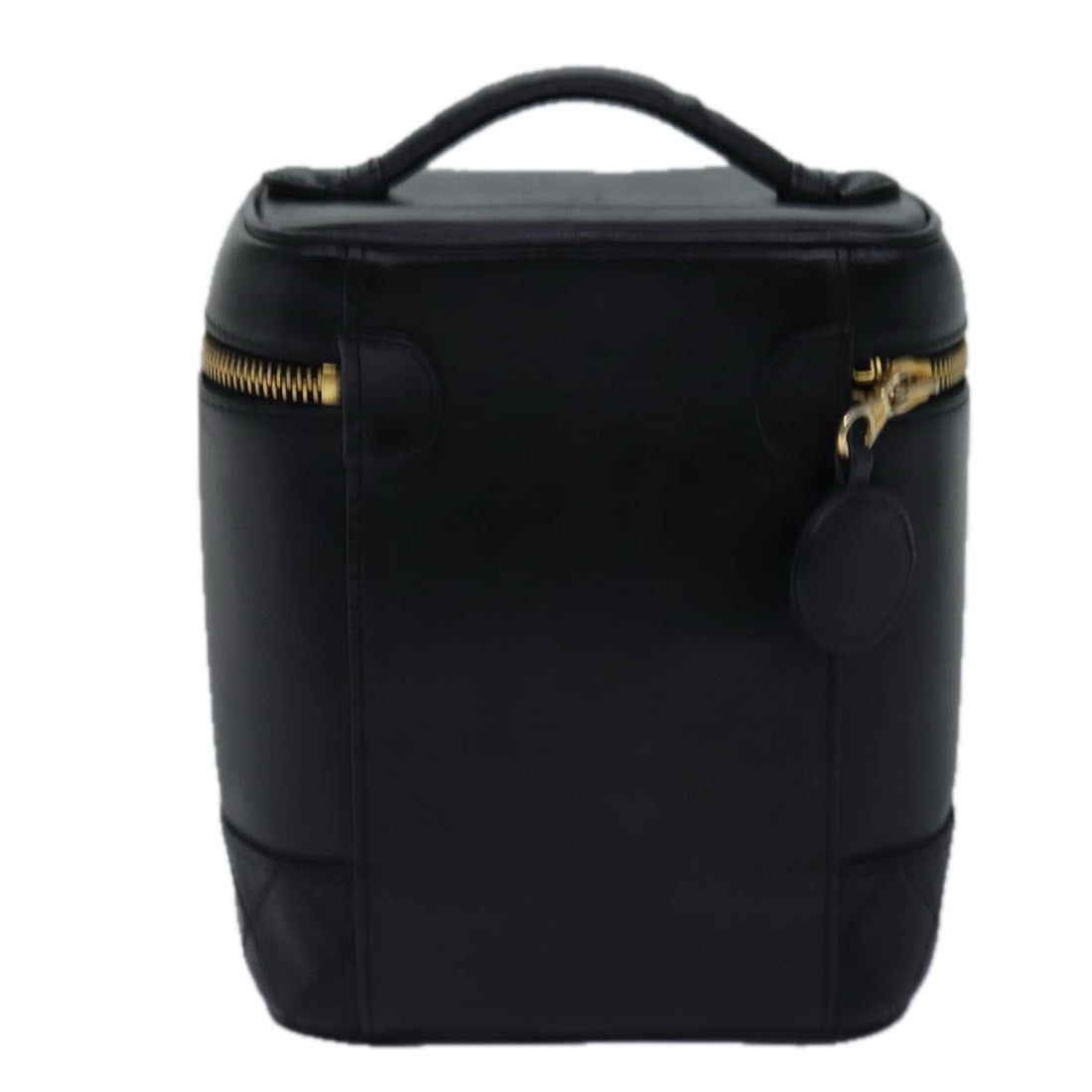 CHANEL Bicolole Vanity Cosmetic Pouch Leather Black CC Auth bs14989