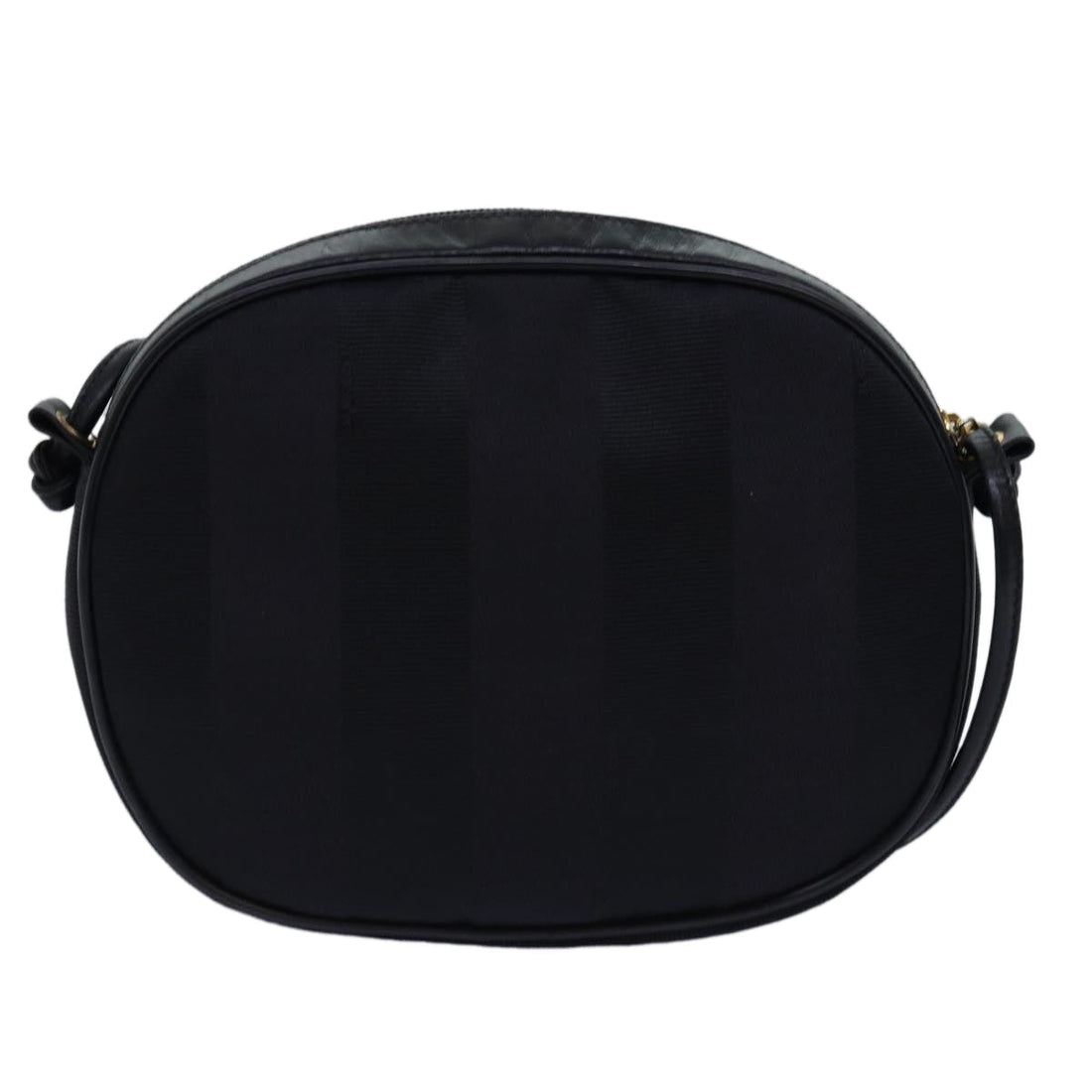 FENDI Pecan Canvas Shoulder Bag Black Auth bs15112