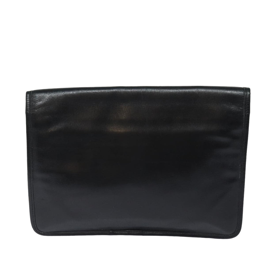 CELINE Clutch Bag Leather Black Auth bs15668