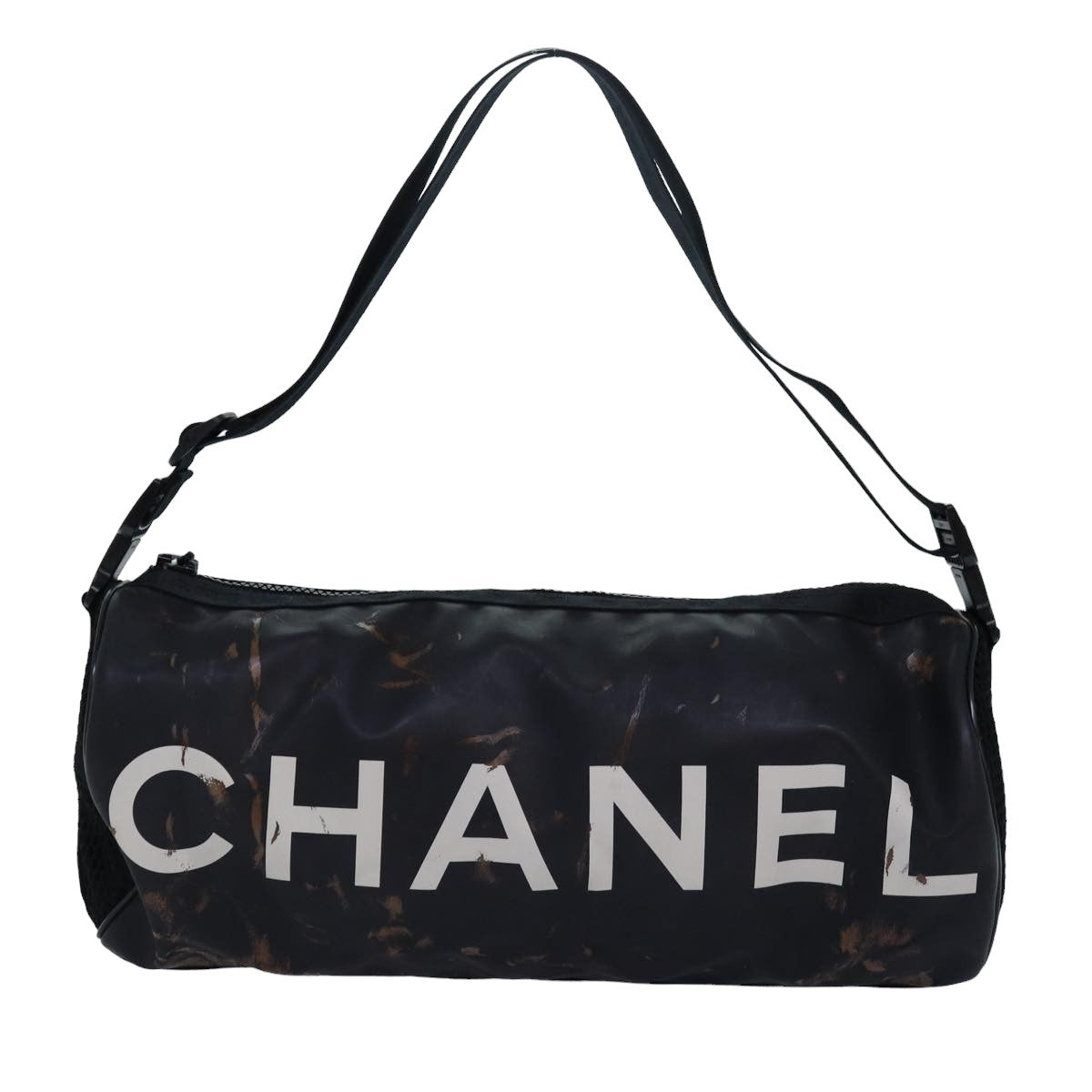 CHANEL Sports Line Drum bag Shoulder Bag Vinyl Black CC Auth bs15851