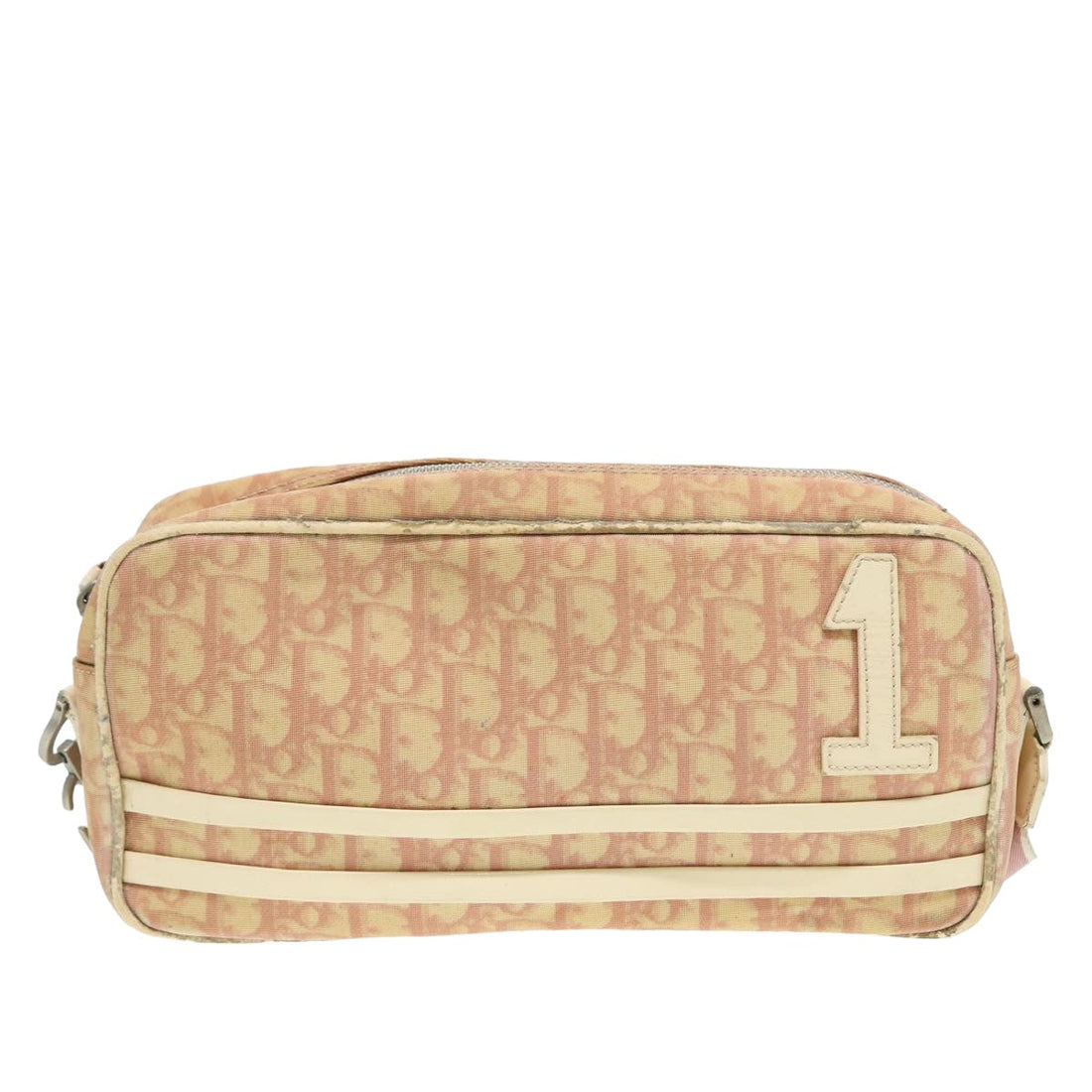 CHRISTIAN DIOR Trotter Canvas Shoulder Bag Pink Auth bs15962