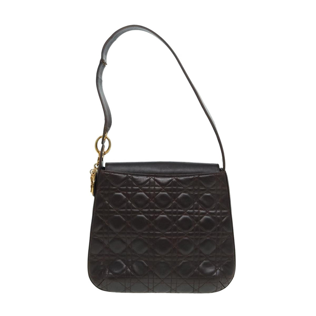 CHRISTIAN DIOR Lady Dior Canage Shoulder Bag Lamb Skin Brown Auth bs16169