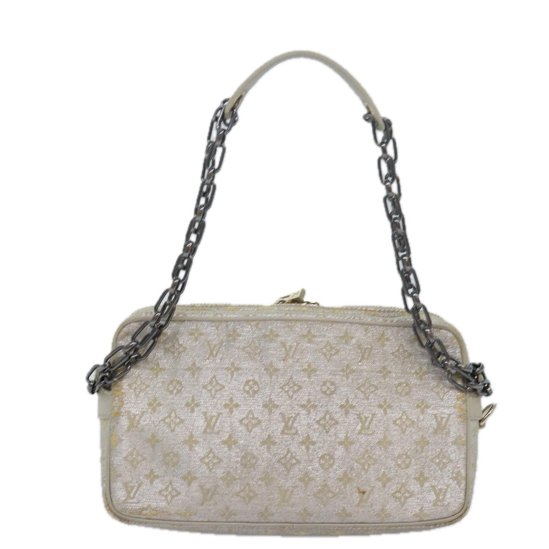 LOUIS VUITTON Monogram Shine Chain McKenna Bag Silver M92362 LV Auth bs16213