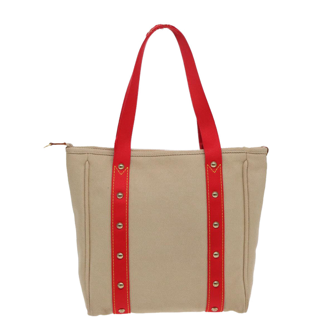 LOUIS VUITTON Antigua Cabas MM Tote Bag Beige Red M40035 LV Auth bs16455