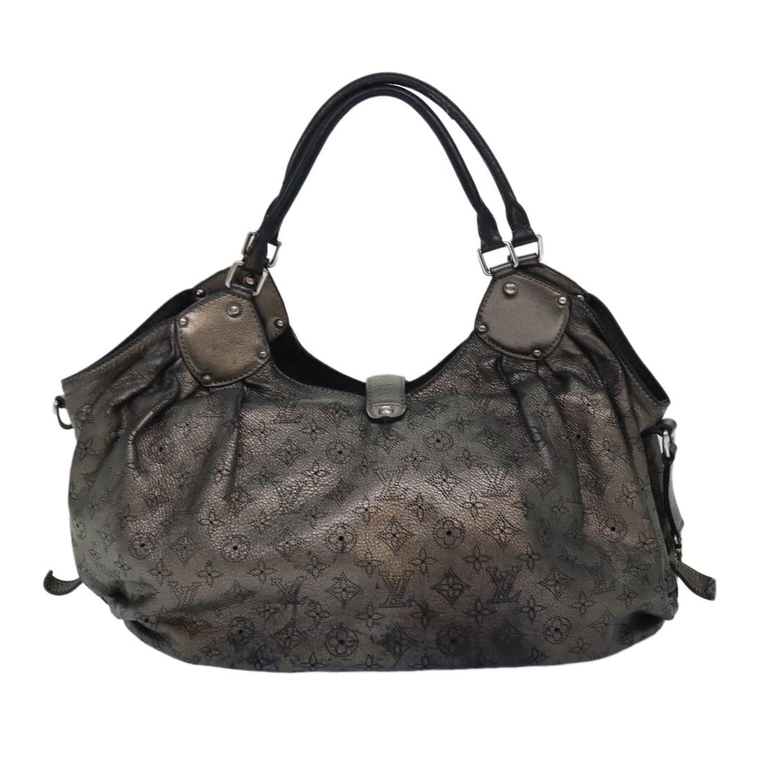 LOUIS VUITTON Monogram punching Mahina XL Tote Bag Bronze M95764 Auth bs16485
