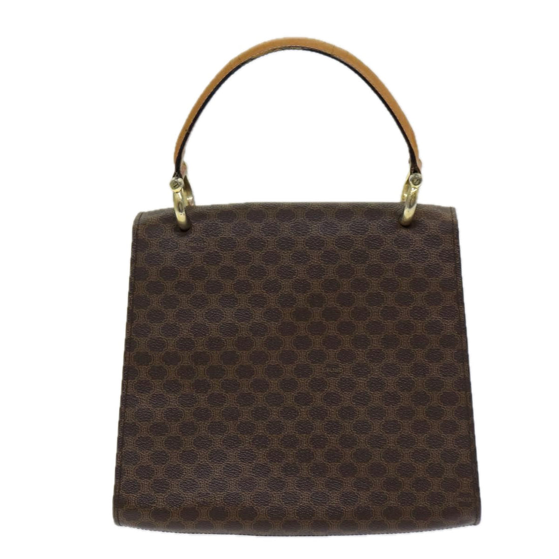 CELINE Macadam Canvas Hand Bag PVC Leather Brown Gold Auth bs16599