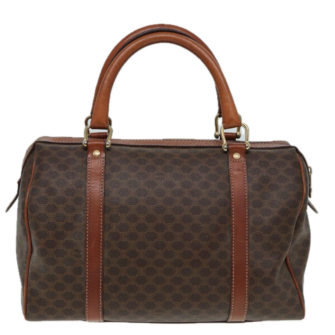 CELINE Macadam Canvas Hand Bag PVC Leather Brown Auth bs16703