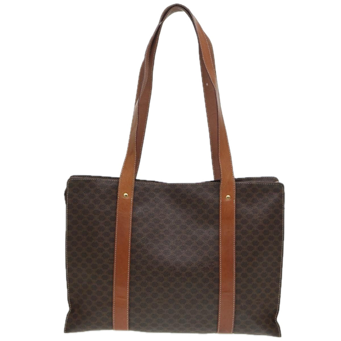 CELINE Macadam Canvas Tote Bag PVC Leather Brown Gold Auth bs17006