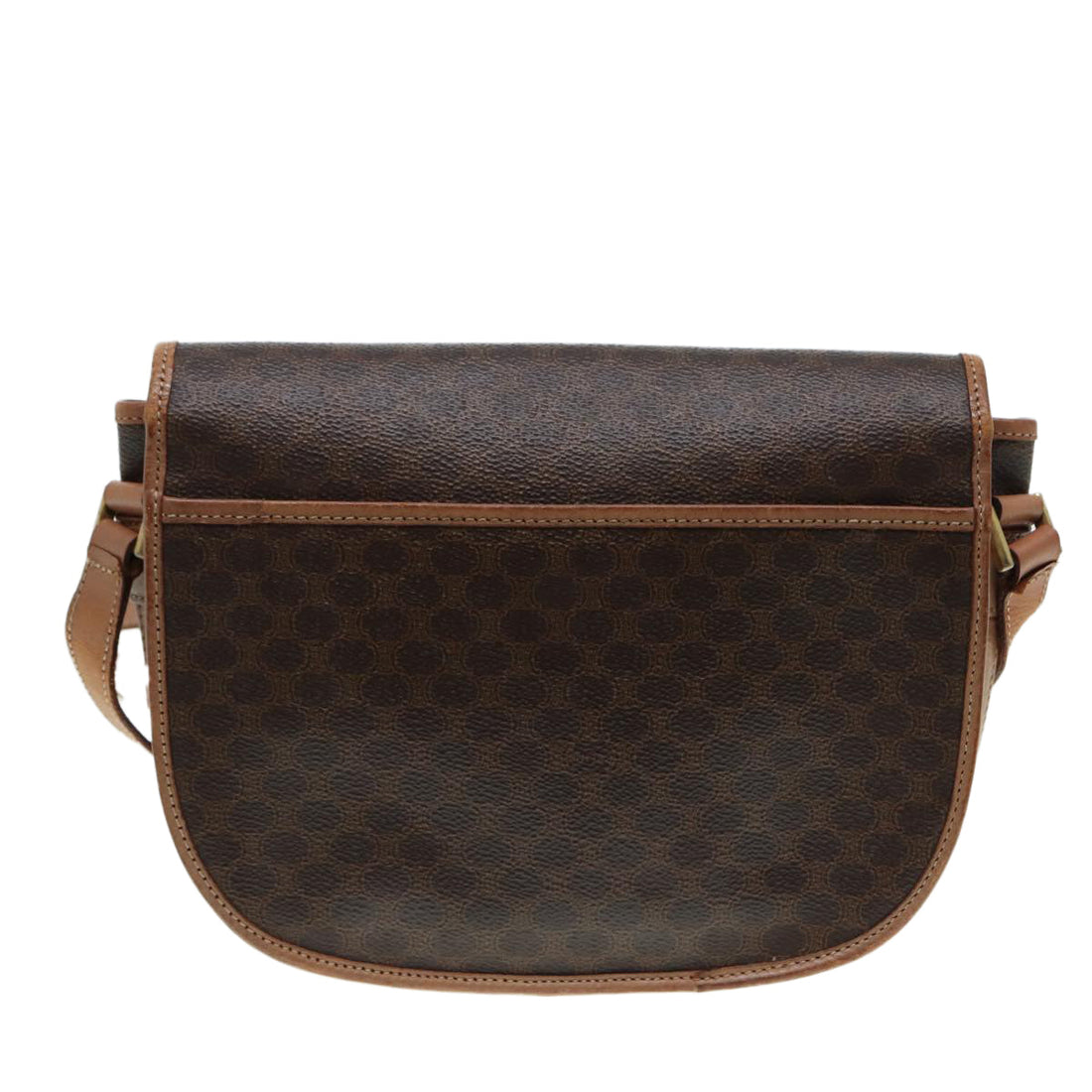 CELINE Macadam Canvas Shoulder Bag PVC Leather Brown Gold Auth bs17010