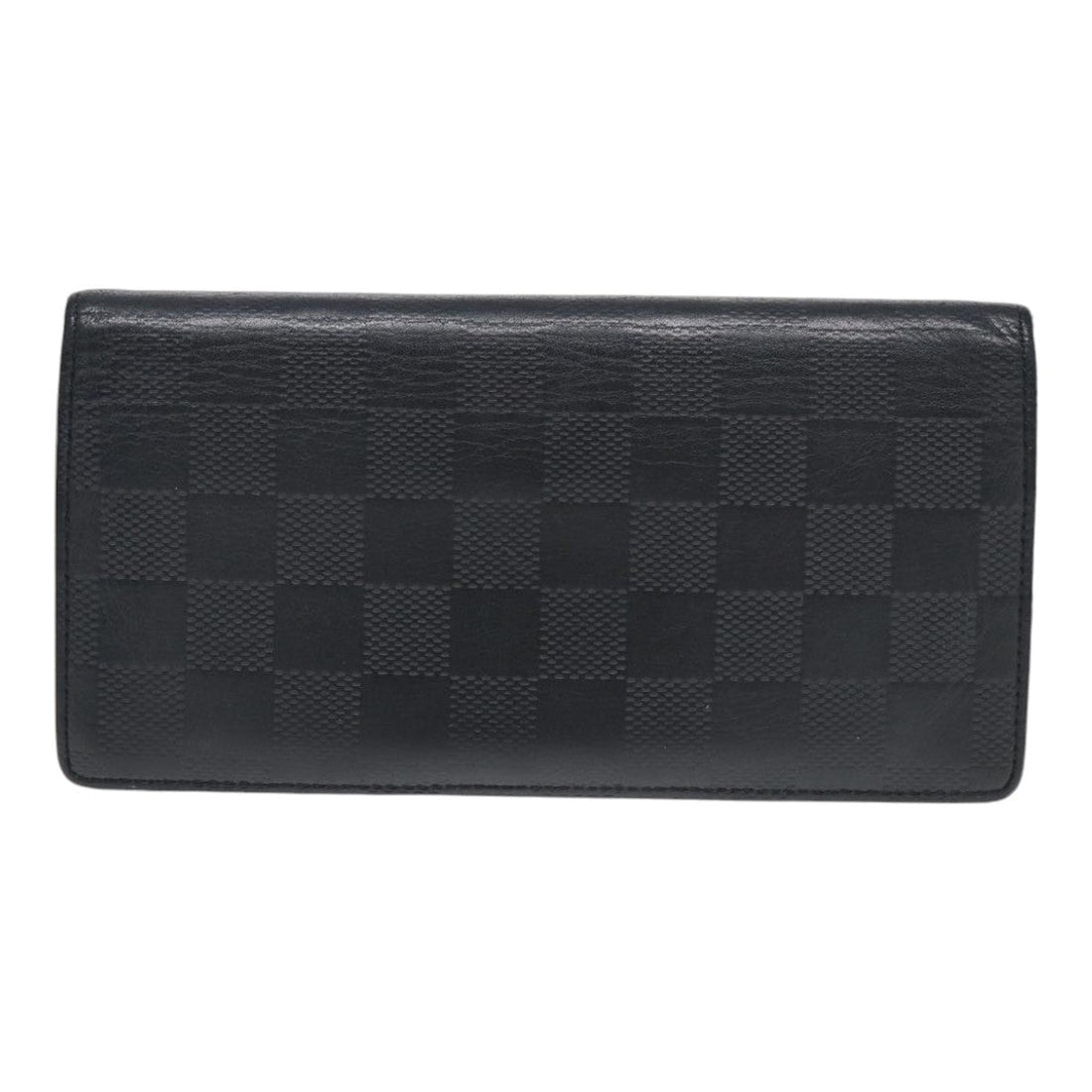 LOUIS VUITTON Damier Infini Portefeuille Brazza Wallet Black N63010 Auth bs17104