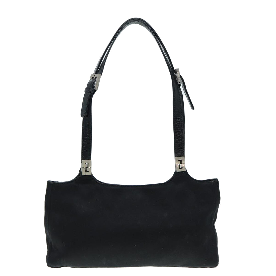 FENDI Shoulder Bag Nylon Black Silver Auth bs17206