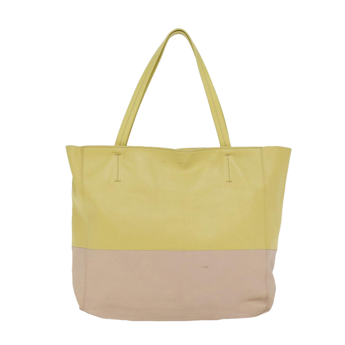 CELINE Horizontalkava Tote Bag Leather Yellow Beige Auth bs17275
