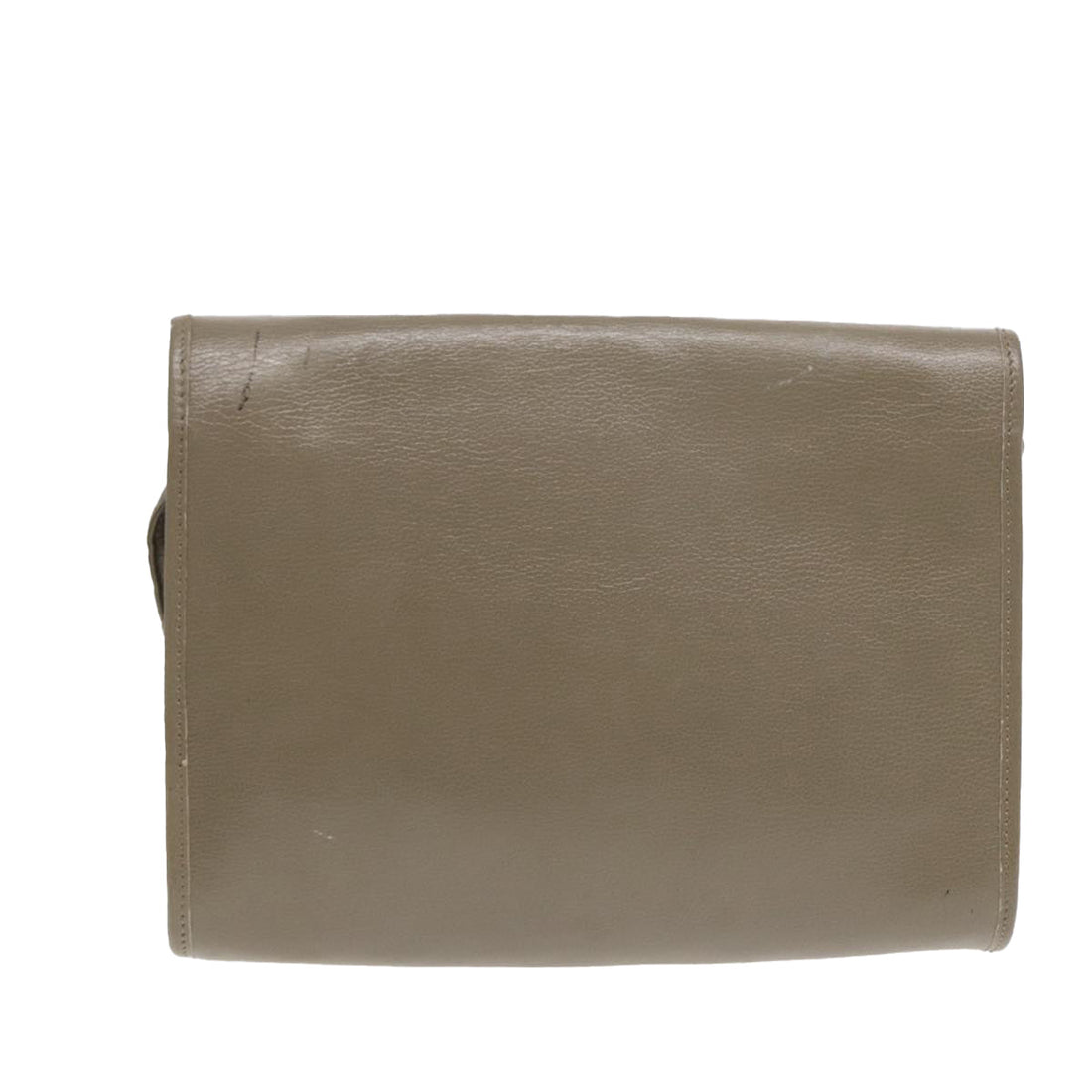 CHRISTIAN DIOR Shoulder Bag Leather Gray Gold Auth bs17549