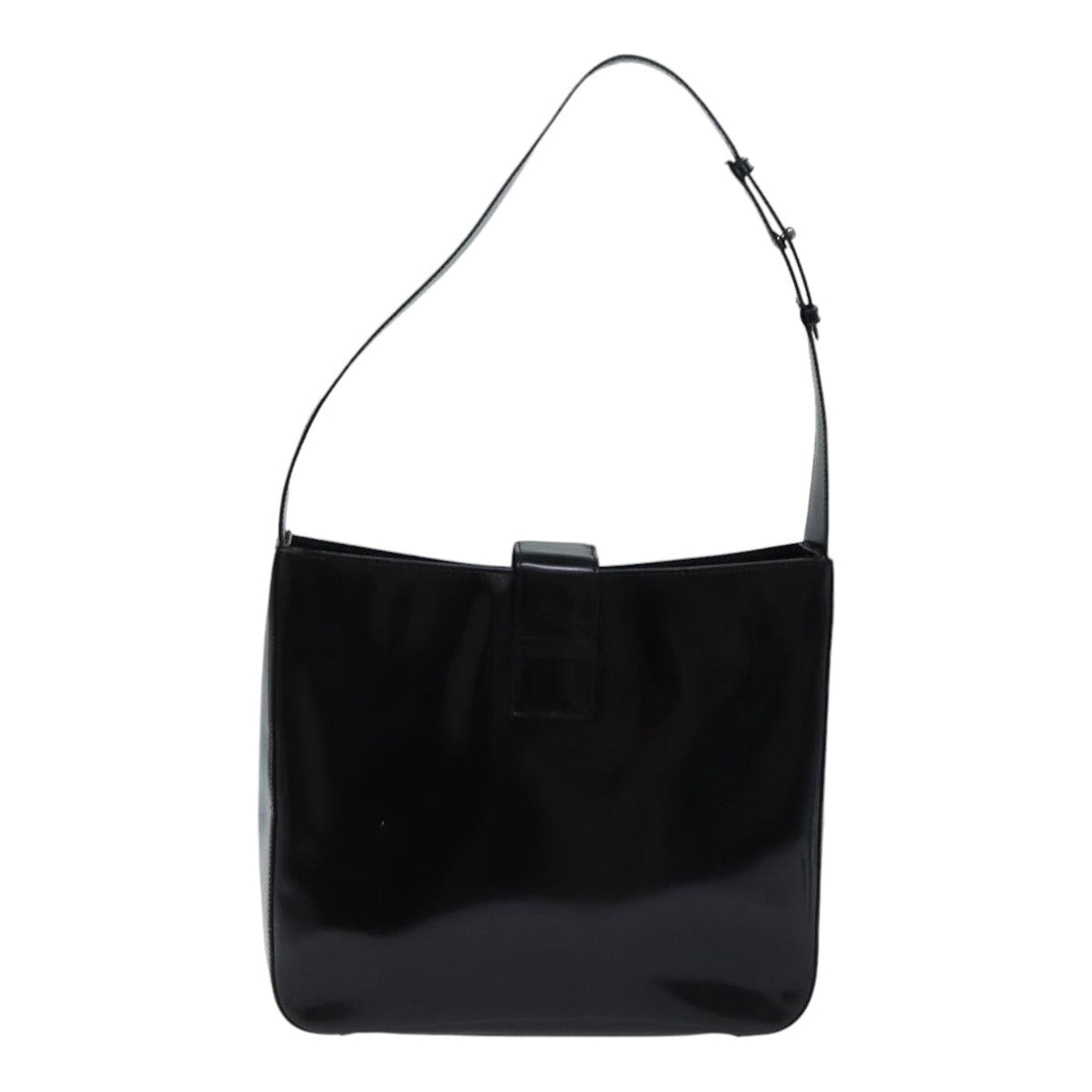 CELINE Shoulder Bag Patent leather Black Silver Auth bs17689