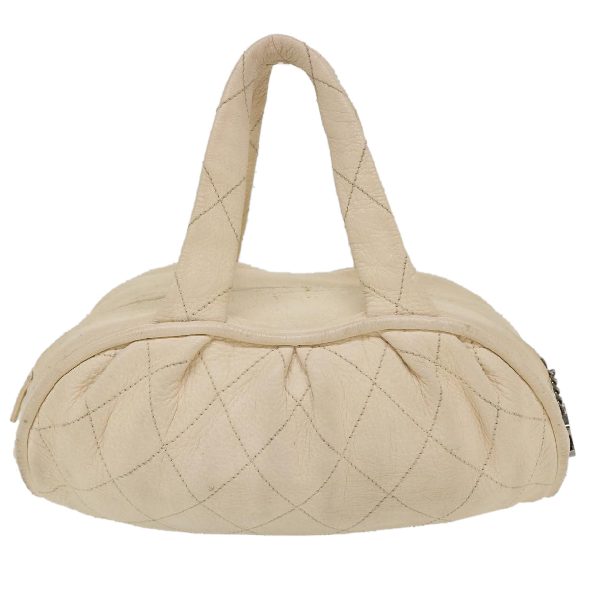 Chanel Hand Bag Caviar Skin White CC  bs4111