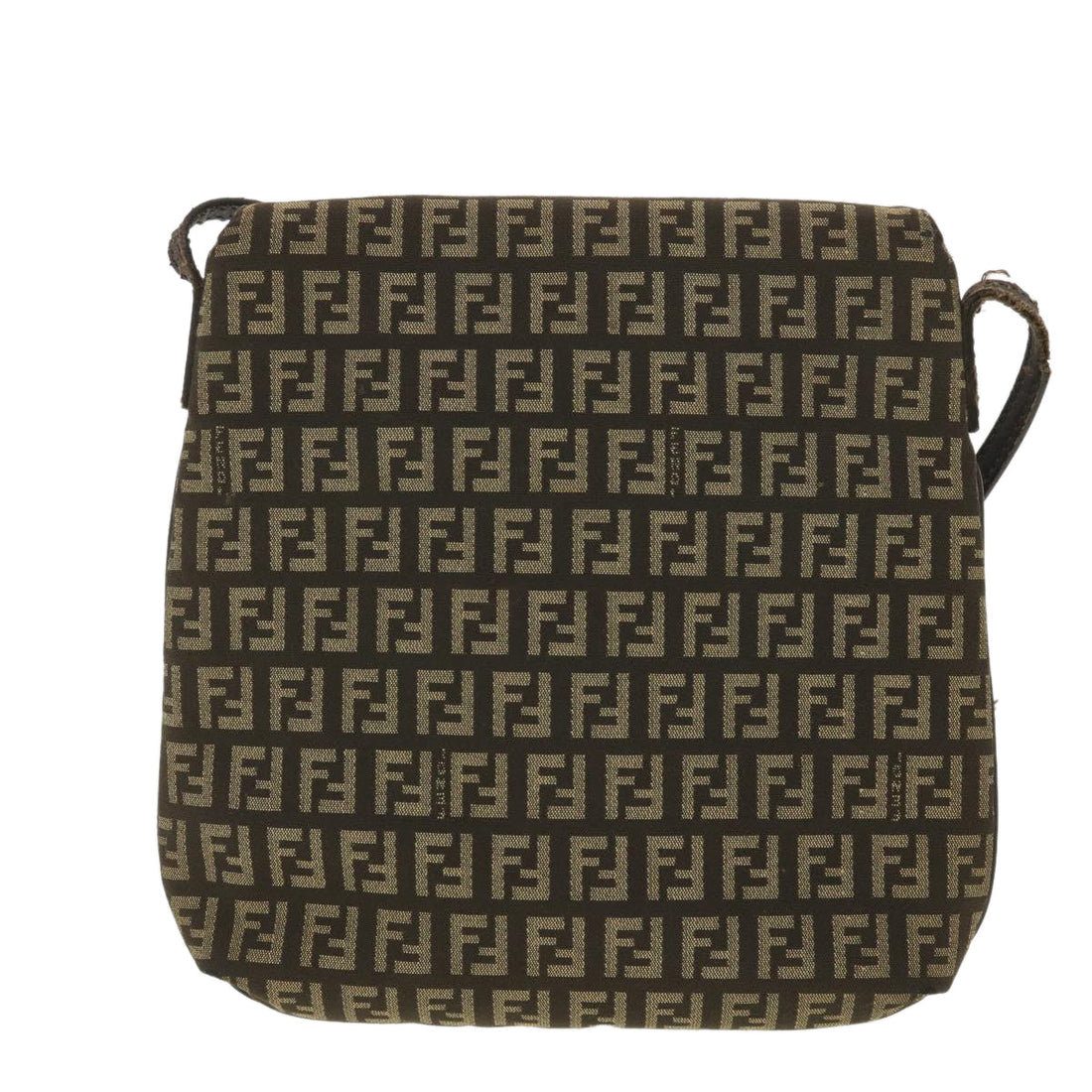 FENDI Zucchino Canvas Shoulder Bag Brown Auth bs4562