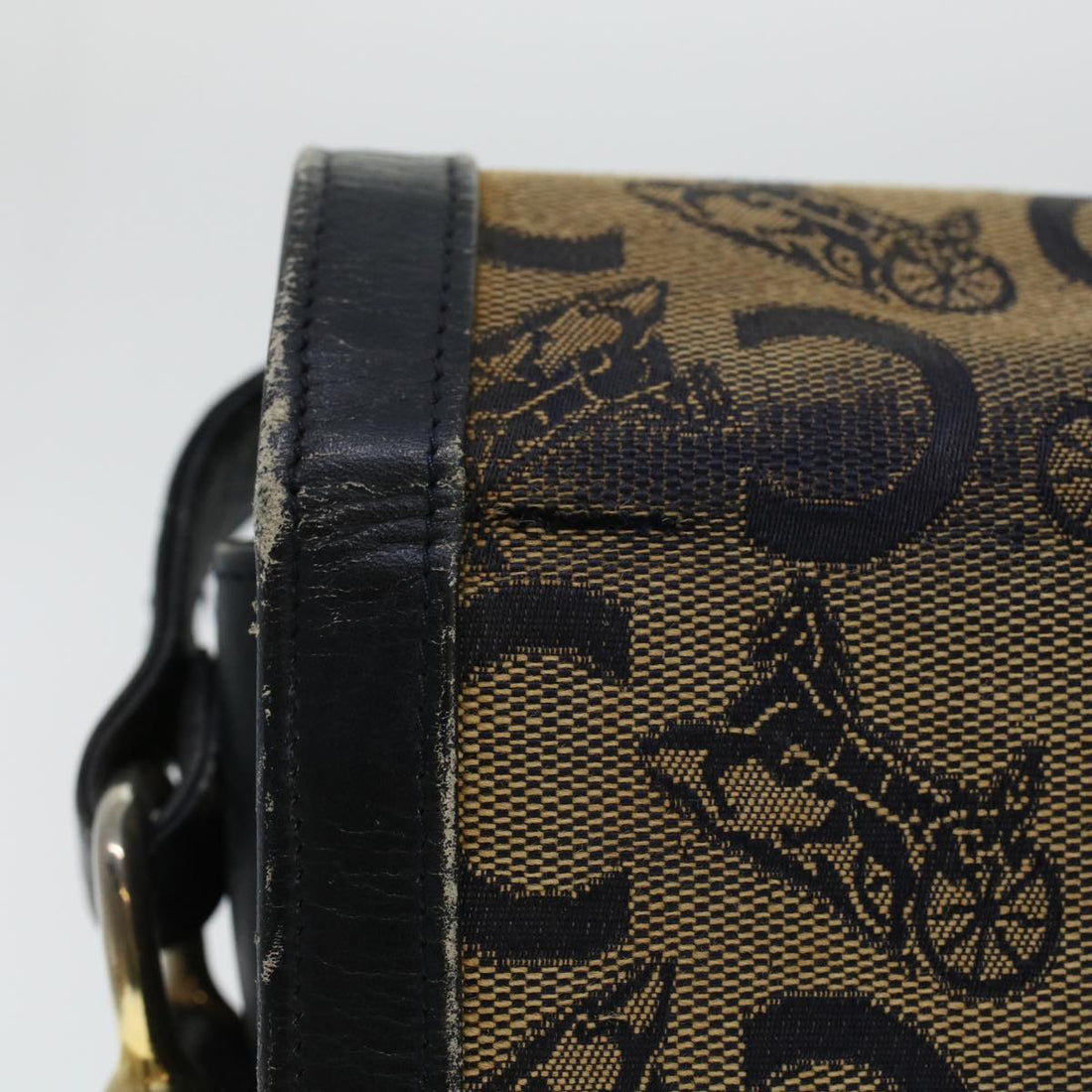 Celine C Macadam Canvas Shoulder Bag Navy  bs5114