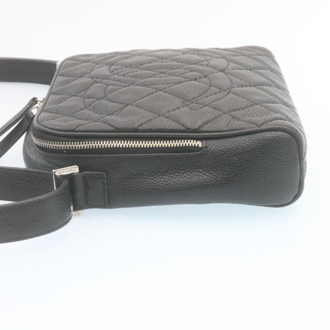 Chanel COCO Mark Shoulder Bag Caviar Skin Black CC Auth bs552A