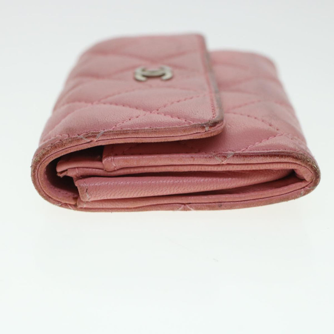 Chanel Matelasse Coin Purse Lamb Skin Pink CC Auth bs5967