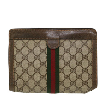 GUCCI GG Canvas Web Sherry Line Clutch Bag Beige Red Green 89.01.001  bs5999