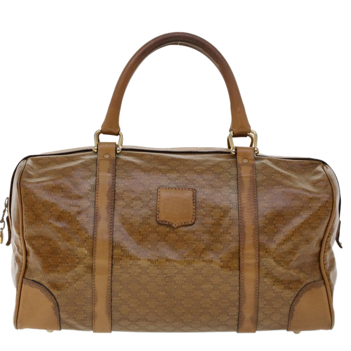 Celine Macadam Canvas Boston Bag Coated Canvas Brown  bs6013