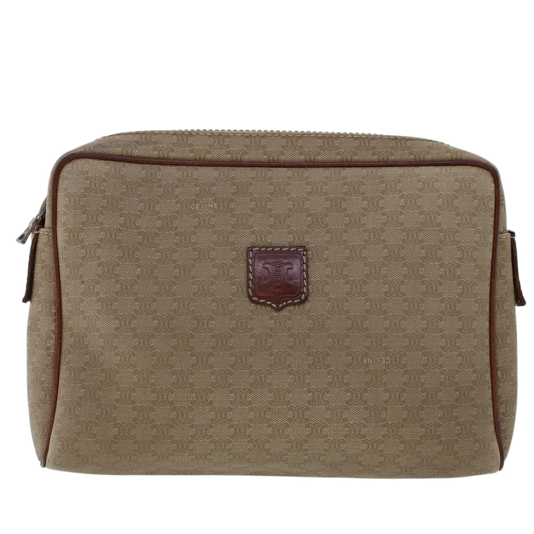 Celine Macadam Canvas Clutch Bag PVC Leather 2Set Beige Brown  bs6264