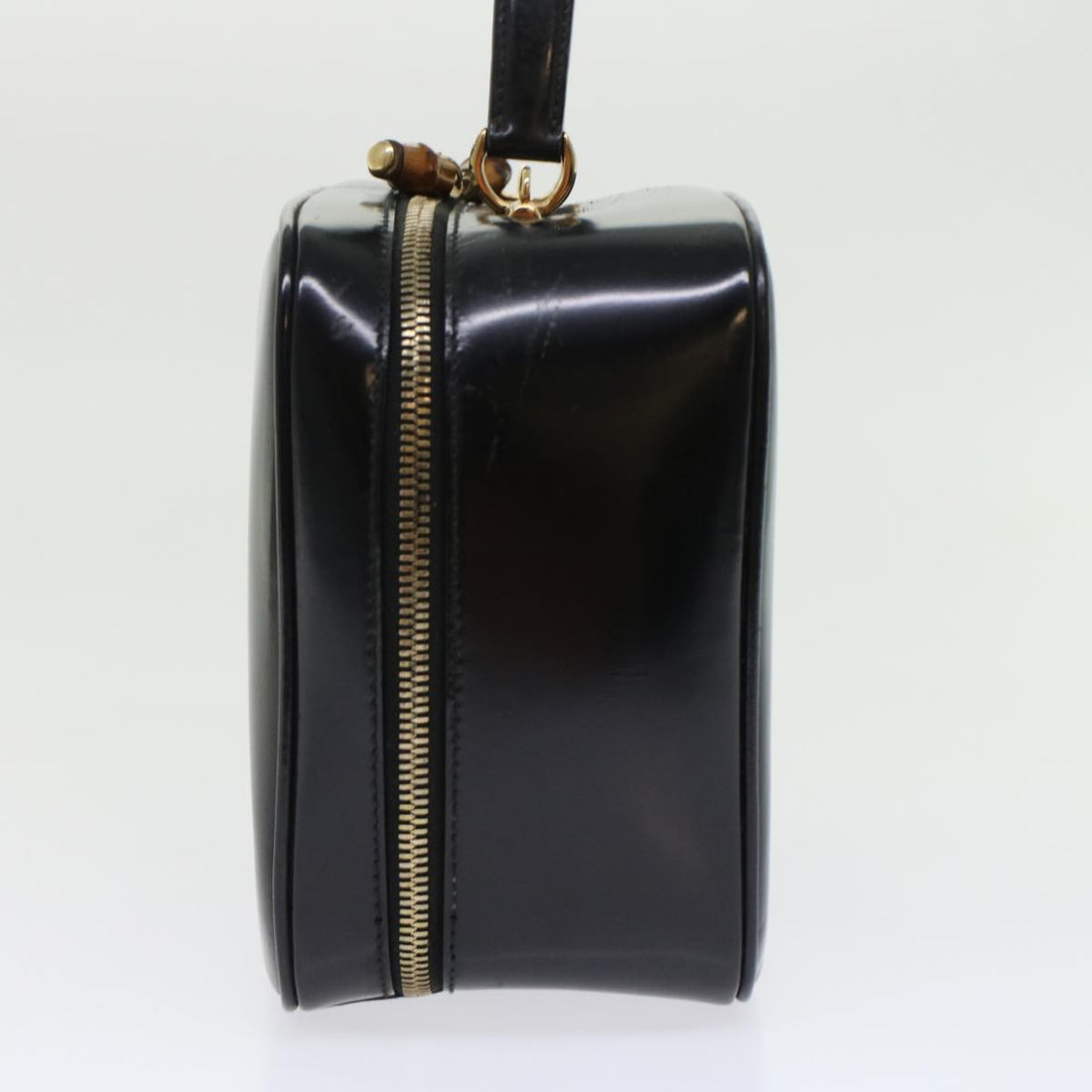GUCCI Bamboo Vanity Cosmetic Pouch Patent leather Black  bs6279