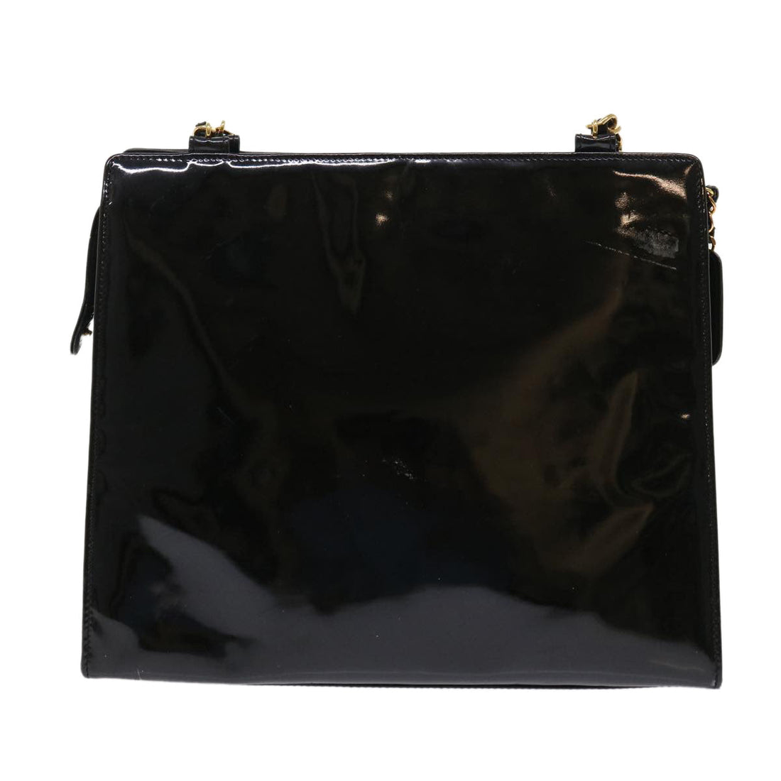 Chanel Chain Shoulder Bag Patent leather Black CC Auth bs6435