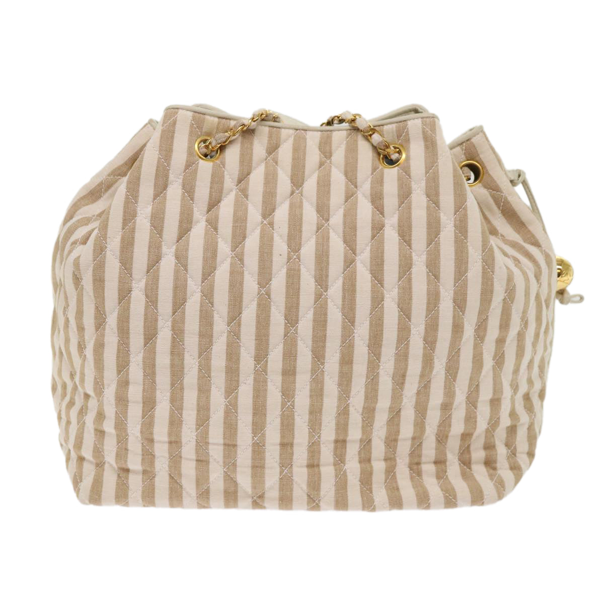 Chanel Chain Shoulder Bag Canvas Brown CC Auth bs6720