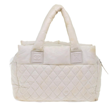 Chanel Coco Cocoon Hand Bag Patent Leather White CC Auth bs6942