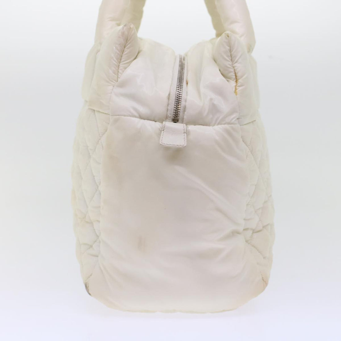 Chanel Coco Cocoon Hand Bag Patent Leather White CC  bs6942