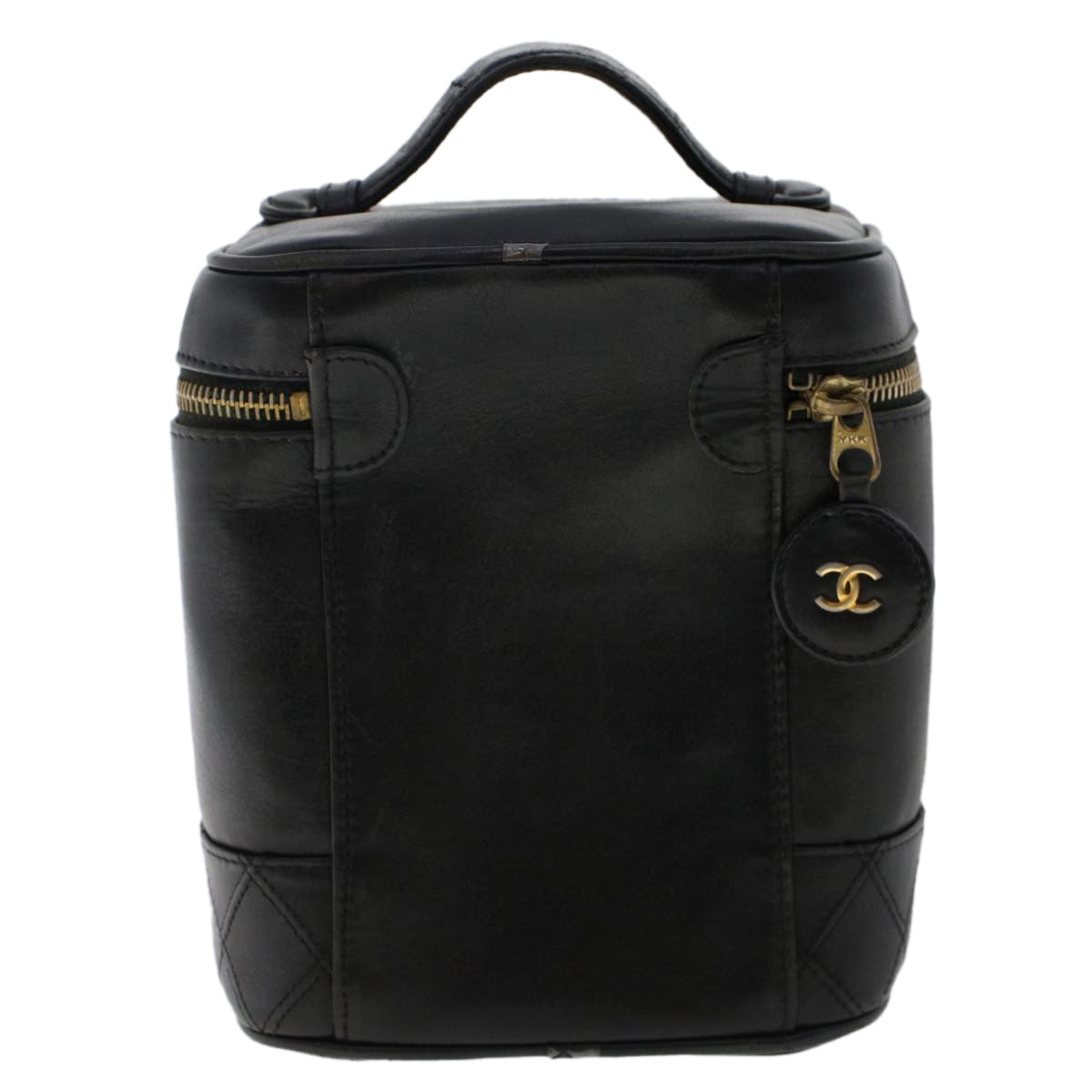 Chanel Bicolole Vanity Cosmetic Pouch Leather Black CC Auth bs7241