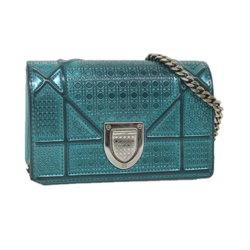 CHRISTIAN DIOR Chain Shoulder Bag Patent leather Light Blue Auth bs9340